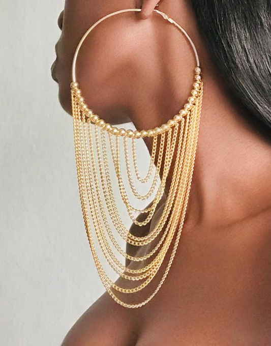 ROSETTA Gold Beaded Hoop Earrings