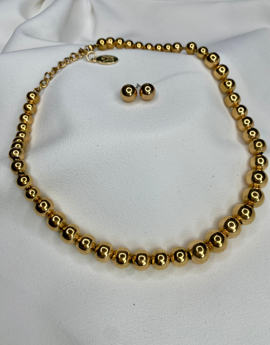 VALLEY Beaded Necklace & Earrings Gold