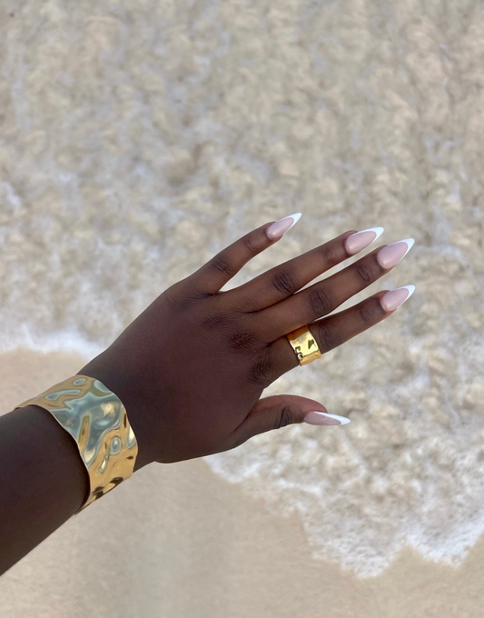 ATHENA Gold Textured Bangle Cuff Bracelet