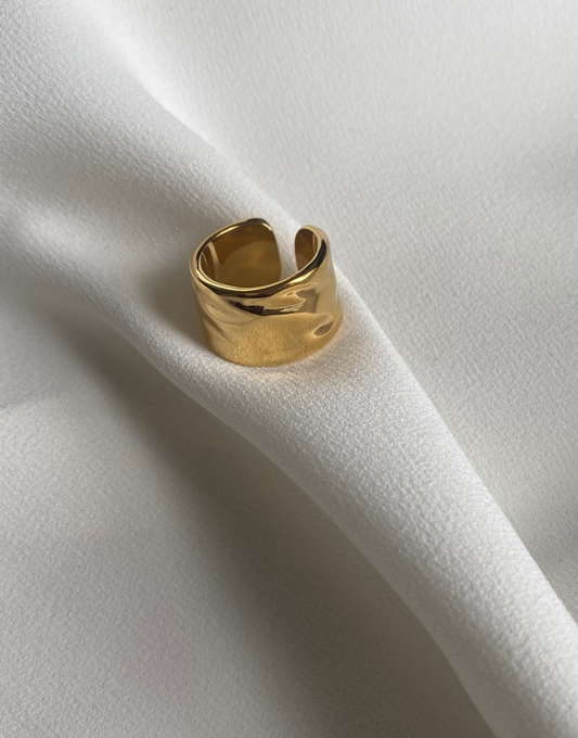 CALADESI Gold Textured Band Ring - Adjustable