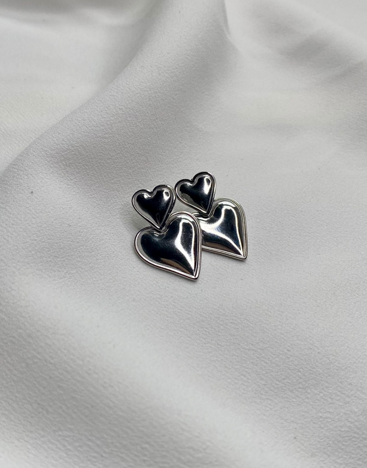 TI AMO Heart Drop Earrings Silver