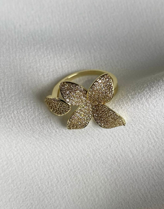 TRUE HAVEN Flower Jewel Ring Gold - Adjustable