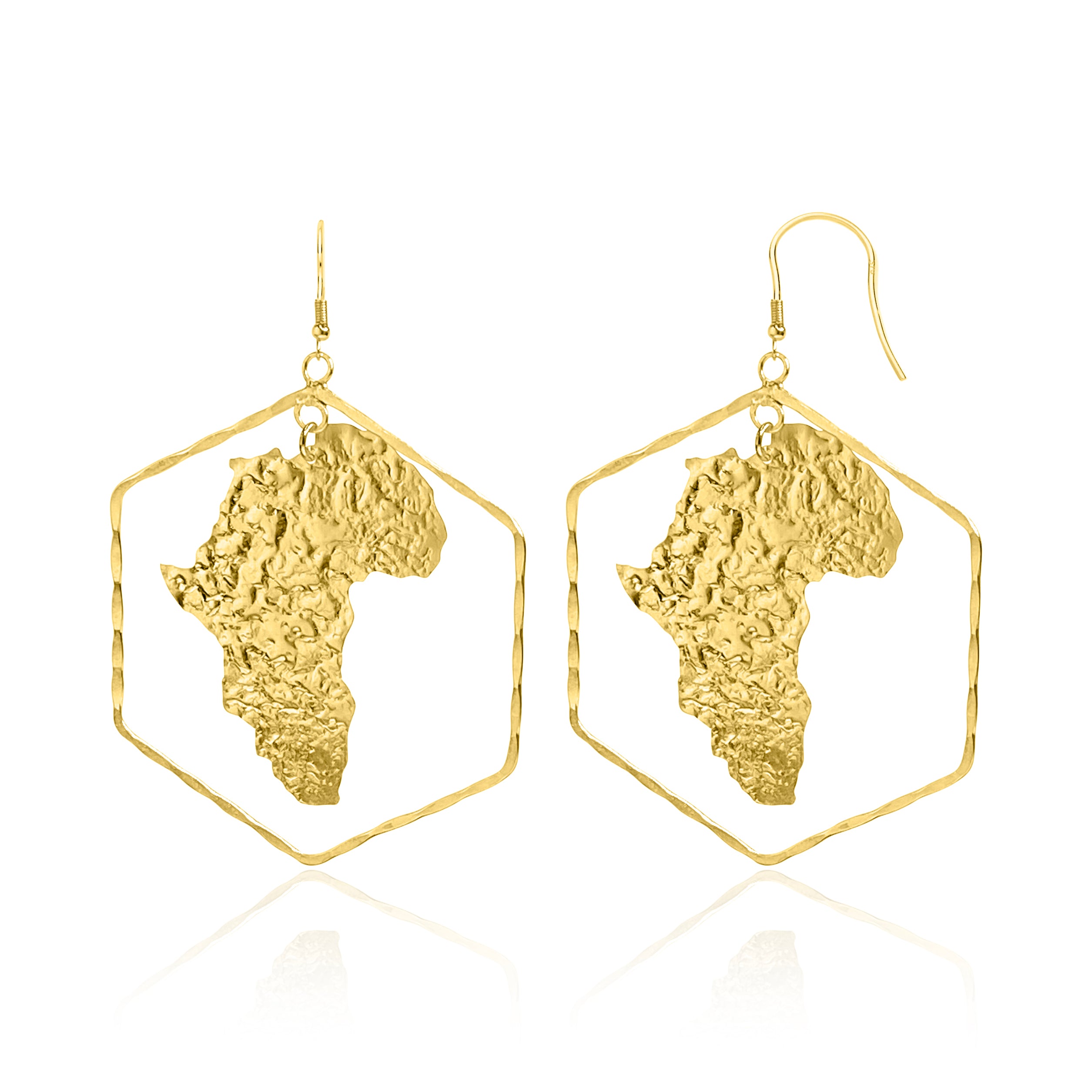 TIYE Africa Map Large Gold Hoop Earrings