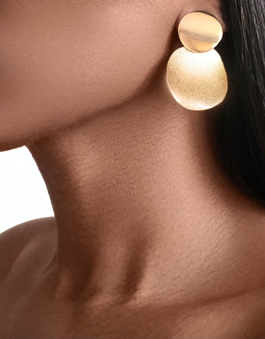 ISIS Earrings Gold Full Moon Circle Drops