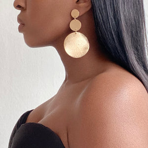 AGA Clip-On Earrings Triple Circle Teardrop Gold