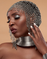Cargar imagen en el visor de la galería, TANTA Silver Statement African Choker &amp; Bracelet Set
