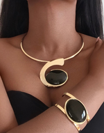 Cargar imagen en el visor de la galería, BIBA Black Stone Necklace &amp; Bracelet Set
