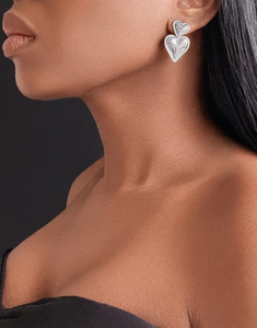 TI AMO Heart Drop Earrings Silver