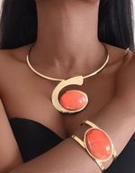 Afbeelding in Gallery-weergave laden, BIBA Orange Stone Necklace &amp; Bracelet Set
