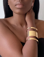 Charger l&#39;image dans la galerie, ESNA Smooth Gold Open Bangle Cuff
