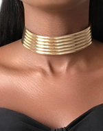 Cargar imagen en el visor de la galería, LUXOR Statement Gold Faux Leather Choker
