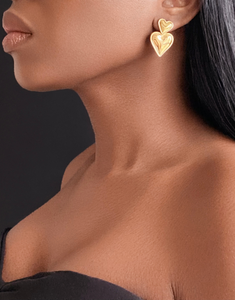 TI AMO Heart Drop Earrings Gold
