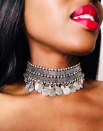 Cargar imagen en el visor de la galería, DAKAHLIA Silver Coin Statement Tribal Choker
