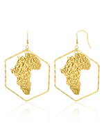 Charger l&#39;image dans la galerie, TIYE Africa Map Large Gold Hoop Earrings
