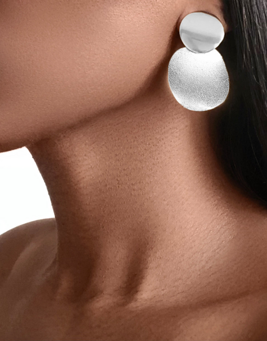 ISIS Earrings Silver Full Moon Circle Drops