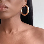 Load image into Gallery viewer, CAIRO Large Clip-On Hoop Earrings Gold

