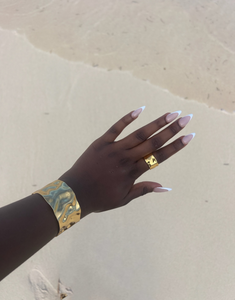 CALADESI Gold Textured Band Ring - Adjustable