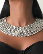 Afbeelding in Gallery-weergave laden, MAHALLA Statement Silver Small Beaded Necklace
