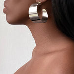 Load image into Gallery viewer, MEMPHIS Big Wide Silver Hoop Drop Earrings
