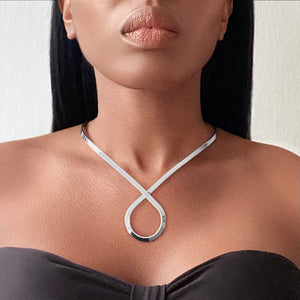 ALPHA Minimalist Silver Cuff Necklace