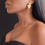 Load image into Gallery viewer, TI AMO Heart Drop Earrings Gold
