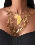 Cargar imagen en el visor de la galería, AFRICA Large Gold Map Cuff Necklace Chain
