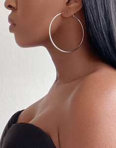 CAIRO Clip-On Oversized Thin Hoop Earrings Silver