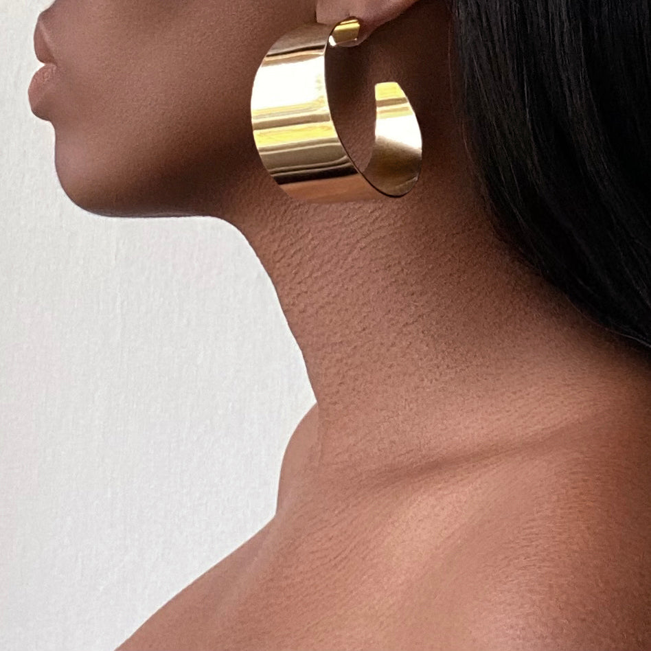 MEMPHIS Big Wide Gold Hoop Drop Earrings