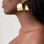 Load image into Gallery viewer, MEMPHIS Big Wide Gold Hoop Drop Earrings
