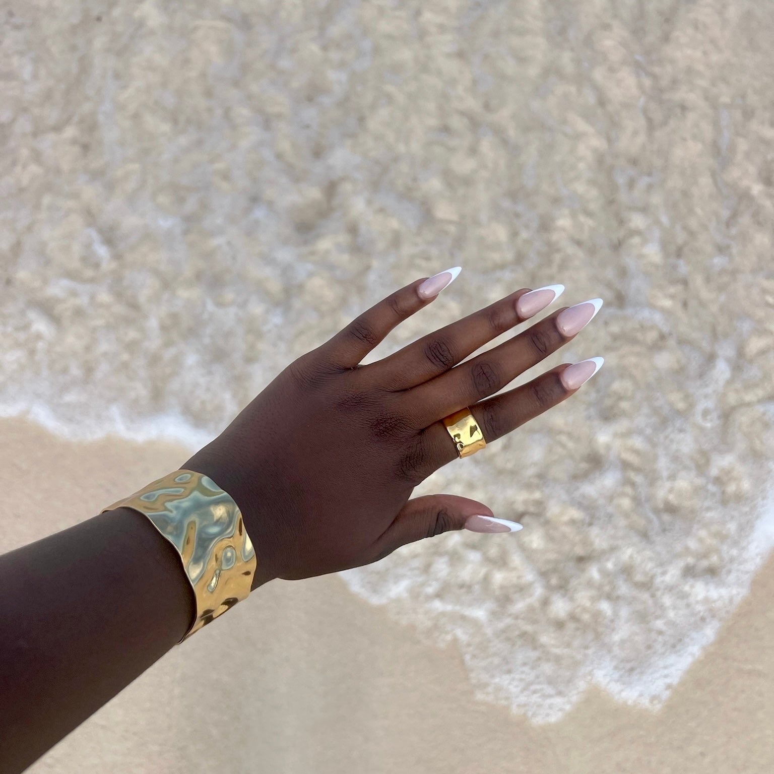 ATHENA Gold Textured Bangle Cuff Bracelet