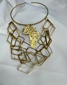 AFRICA Large Gold Map Cuff Necklace Chain