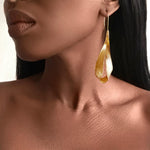 Load image into Gallery viewer, ARISH Long Gingko Gold Water Drop Earrings
