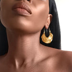 Load image into Gallery viewer, NAIROBI Textured Creole Gold Drop Earrings
