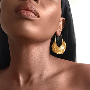 NAIROBI Textured Creole Gold Drop Earrings