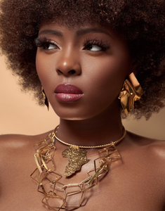 AFRICA Large Gold Map Cuff Necklace Chain