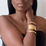 Load image into Gallery viewer, Esna Smooth Gold Open Bangle Cuff
