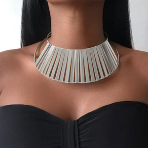CROWN Layered Silver Big Choker Necklace