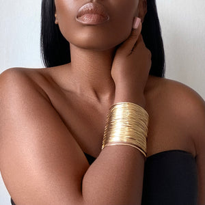 GODDESS Gold Bamboo Bangle Cuff Manchette