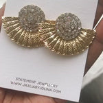 Load and play video in Gallery viewer, ASWAN Bling Fan-Shaped Gold Earrings
