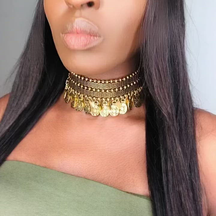 DAKAHLIA Gold Coin Statement Tribal Choker