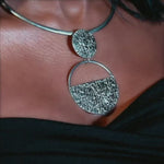 Load and play video in Gallery viewer, SHUBRA Statement Fashion Silver Necklaces &amp; Earrings Set

