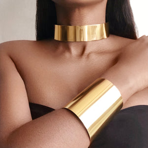 CLEOPATRA Statement Gold-Halsband und Armband-Manchette-Set