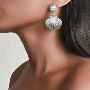 BELBEIS Silver Shell Pearl Earrings