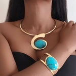 Load image into Gallery viewer, BIBA Statement Blue Necklace &amp; Bracelet Set
