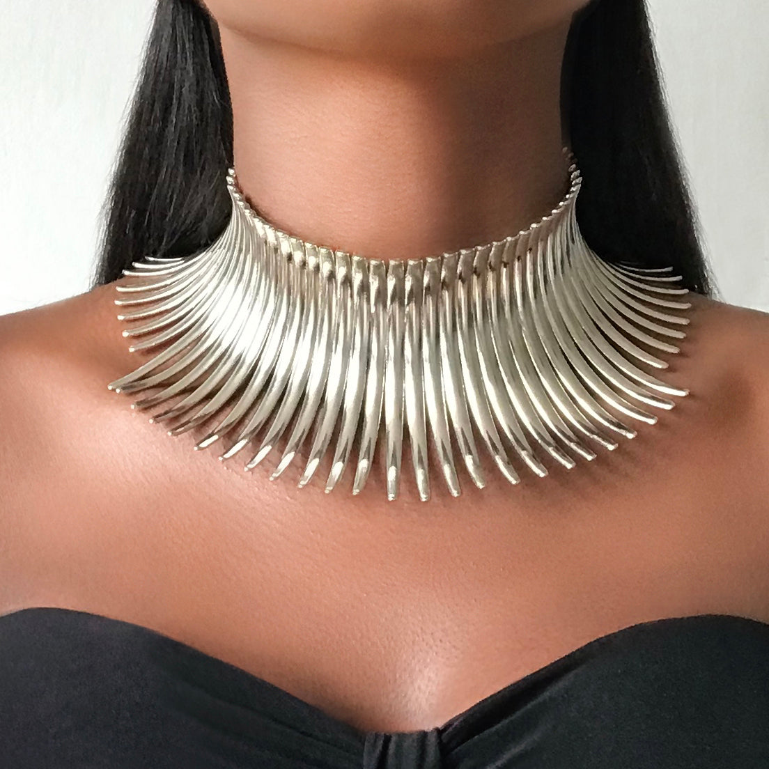 QENA Statement Tribal Silver Choker