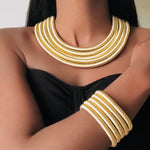 Load image into Gallery viewer, ALEXANDRIA Multilayer Gold Rope Choker &amp; Bracelet Set
