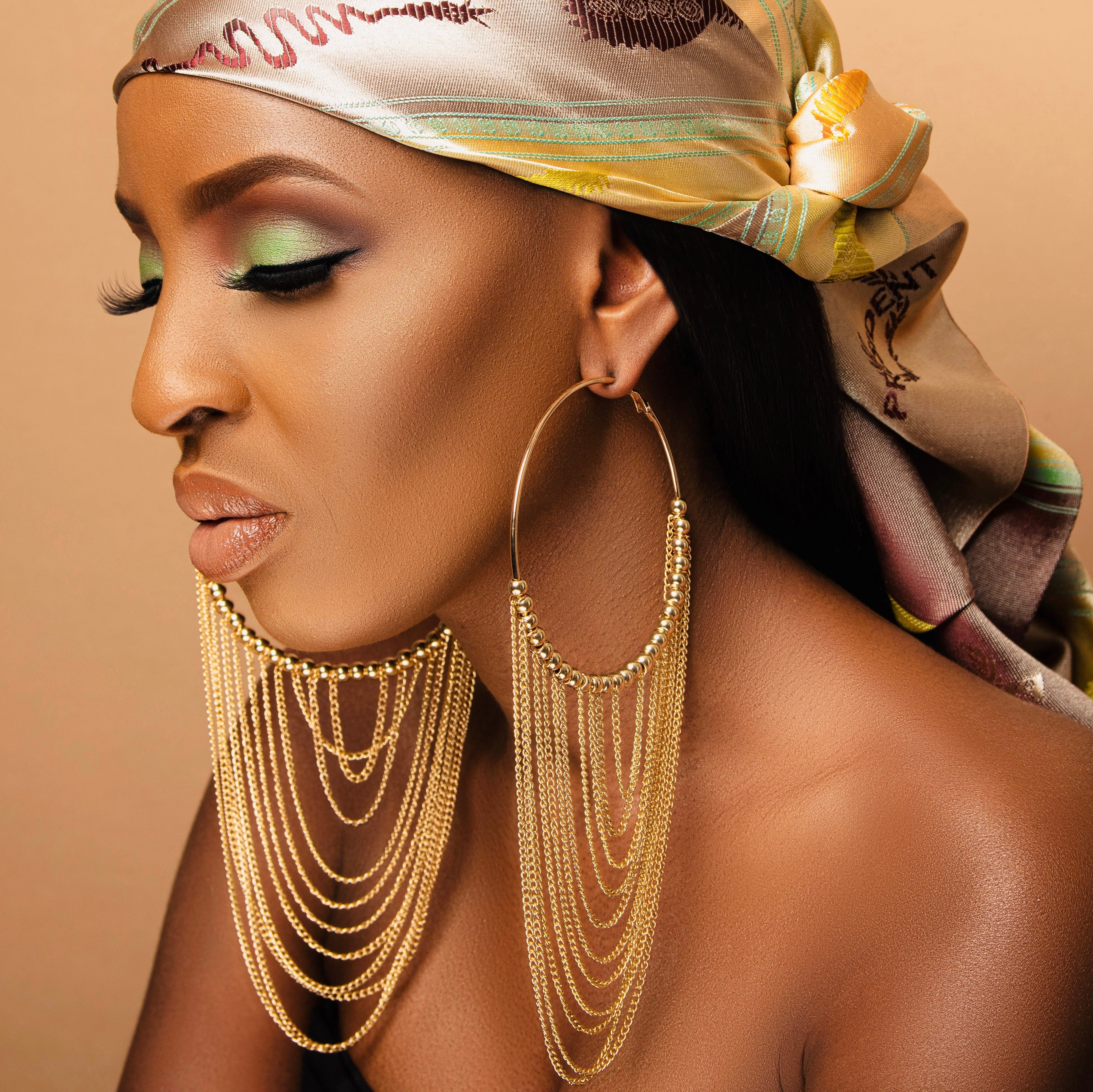 ROSETTA Gold Beaded Hoop Earrings