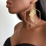 Load image into Gallery viewer, TIYE Africa Map Large Gold Hoop Earrings

