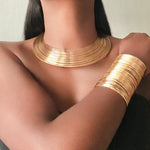 Load image into Gallery viewer, GODDESS Gold Bamboo Choker &amp; Bracelet Set

