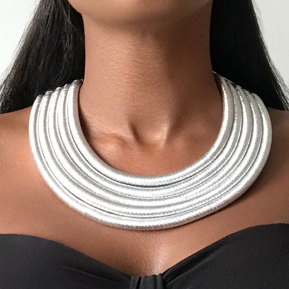ALEXANDRIA Multilayer Silver Rope Necklace